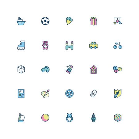 bundle of child toys set icons fill style vector illustration designのイラスト素材
