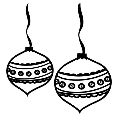 christmas balls hanging decorative icons vector illustration designのイラスト素材