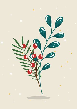 branch with leafs and seeds isolated icon vector illustration designのイラスト素材