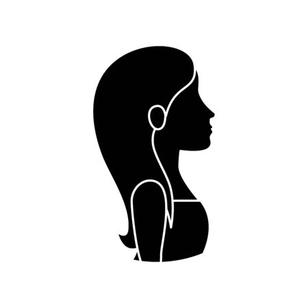 silhouette of profile woman head avatar character vector illustration designのイラスト素材