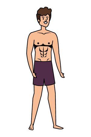 young man with swimsuit avatar character vector illustration designのイラスト素材