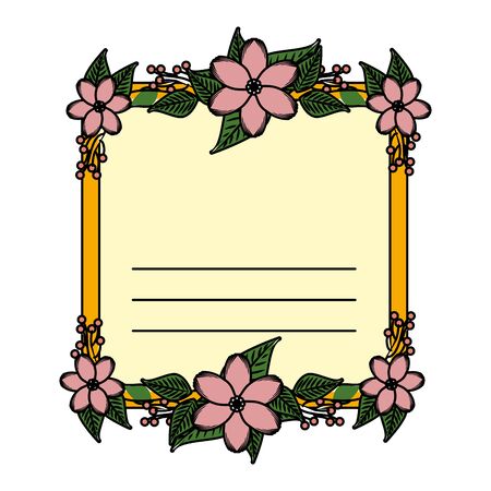 postcard with flowers and leafs decoration vector illustration designのイラスト素材