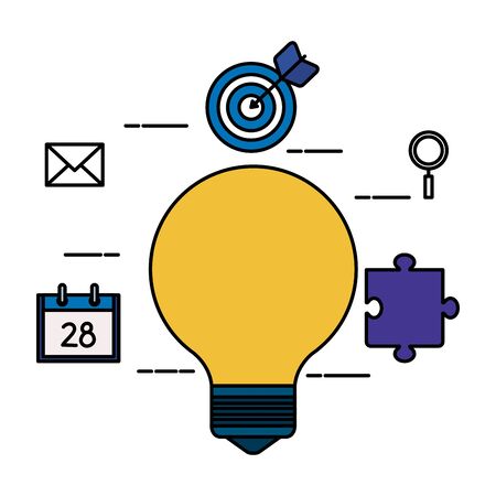 bulb light with set icons vector illustration designのイラスト素材
