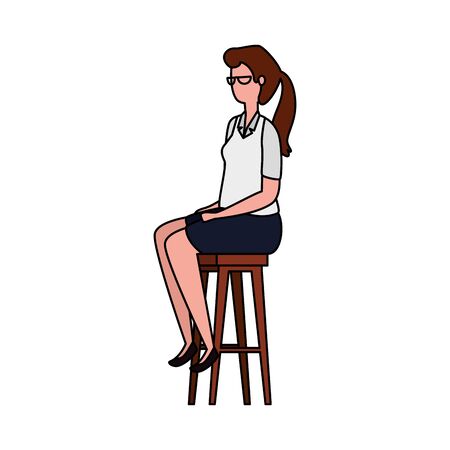 elegant businesswoman seated in bench vector illustration designのイラスト素材