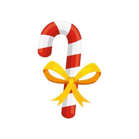 sweet cane christmas with bow ribbon vector illustration designのイラスト素材