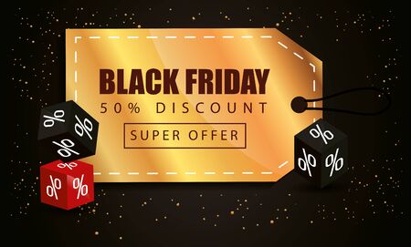 black friday poster with label and decoration vector illustration designのイラスト素材