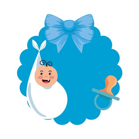 baby shower card with little newborn character vector illustration designのイラスト素材