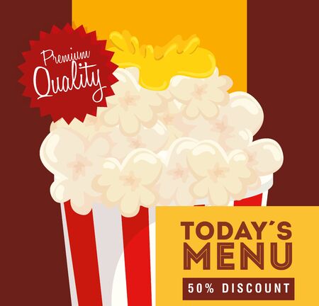 poster premium quality of popcorn fifty discount vector illustration designのイラスト素材
