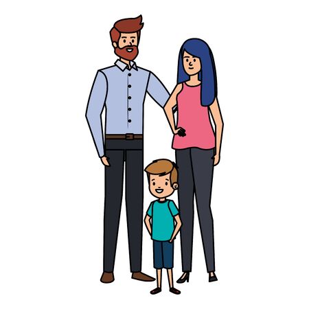 adults parents couple with little son vector illustration designのイラスト素材