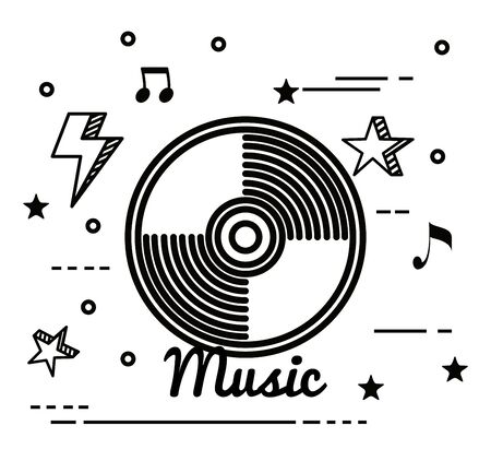 cd play art melody with notes to music style vector illustrationのイラスト素材