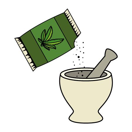cannabis seeds bag with grinder vector illustration designのイラスト素材