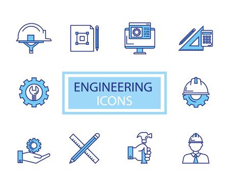 bundle of engineering set icons vector illustration designのイラスト素材
