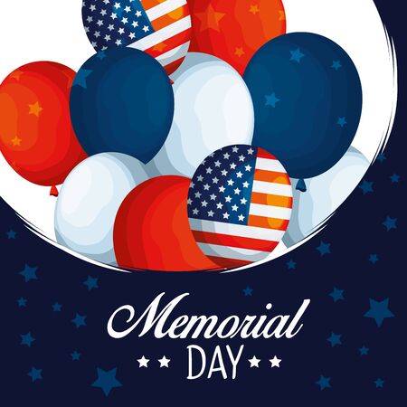 usa balloons flag to traditional memorial day vector illustrationのイラスト素材
