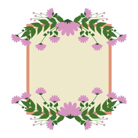 beautiful roses with leafs elegant frame vector illustration designのイラスト素材
