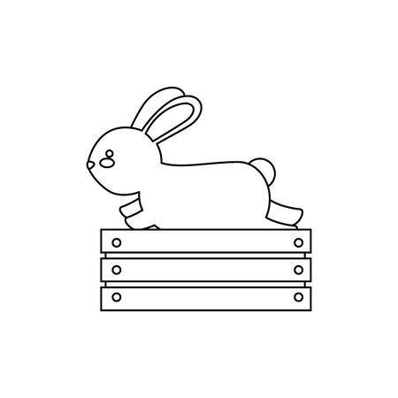 cute and little rabbit in wooden box character vector illustration designのイラスト素材