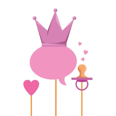 baby shower card with crown vector illustration designのイラスト素材