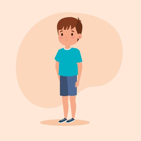 nice boy child with casual clothes over pink background, vector illustrationのイラスト素材