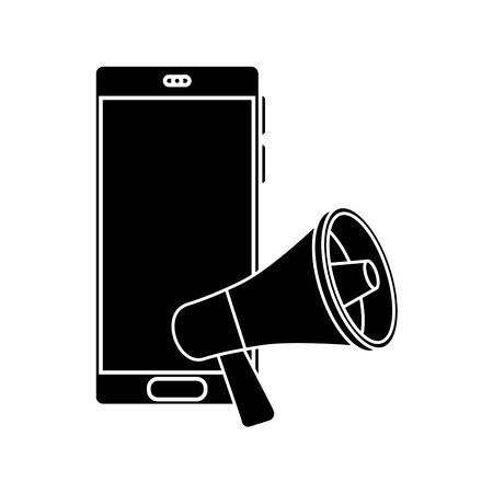 silhouette of smartphone with speech bubble vector illustration designのイラスト素材
