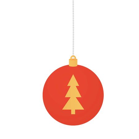 ball with pine tree of christmas hanging vector illustration designのイラスト素材