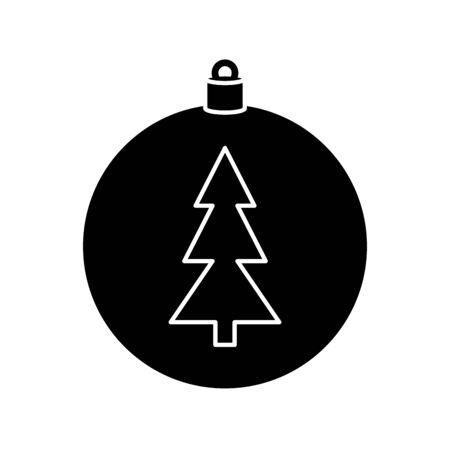 silhouette of ball with pine tree of christmas isolated icon vector illustration designのイラスト素材