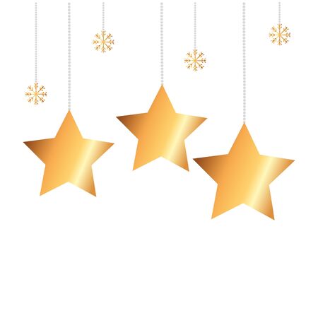 stars with snowflakes hanging decoration christmas vector illustration designのイラスト素材
