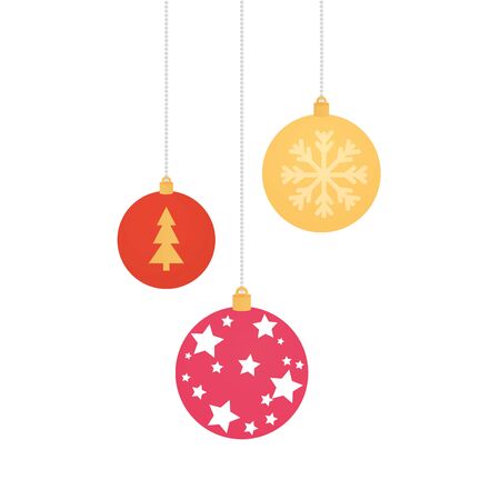 set of balls christmas decoration hanging vector illustration designのイラスト素材