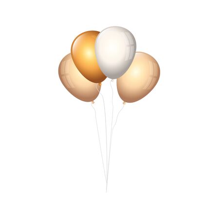 set of balloons helium golden and white vector illustration designのイラスト素材