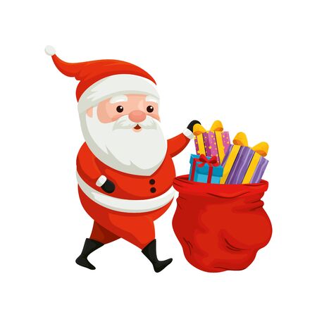 santa claus and bag with gifts of merry christmas vector illustration designのイラスト素材
