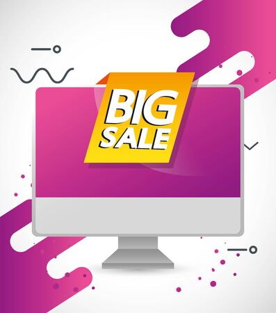 commercial label with big sale lettering in computer vector illustration designのイラスト素材