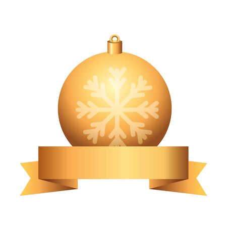ball christmas with snowflake and ribbon vector illustration designのイラスト素材
