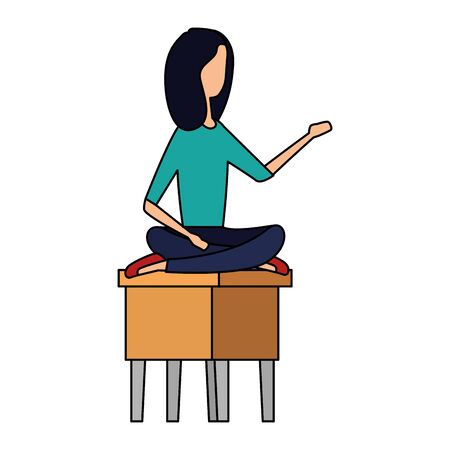 businesswoman seated in bench with lotus positionvector illustration designのイラスト素材