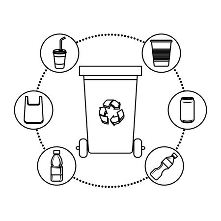 recycle waste with recycle arrows vector illustration designのイラスト素材