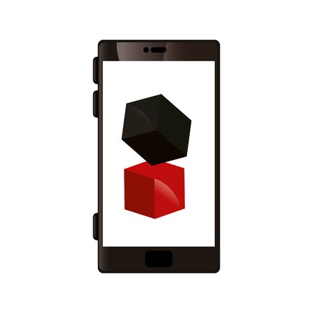 smartphone device with cubes isolated icon vector illustration designのイラスト素材