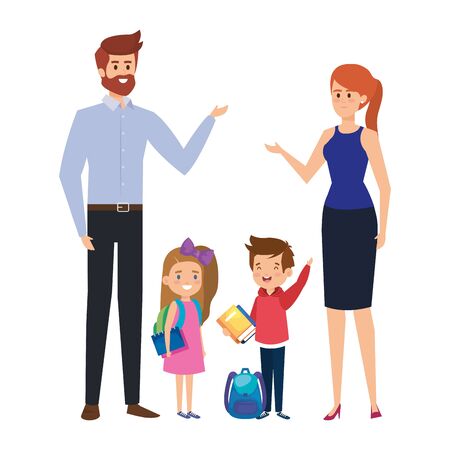 happy students kids with couple teachers vector illustration designのイラスト素材