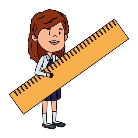 happy student girl with rule supply vector illustration designのイラスト素材