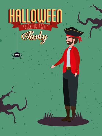 poster of party with man disguised vampire vector illustration designのイラスト素材