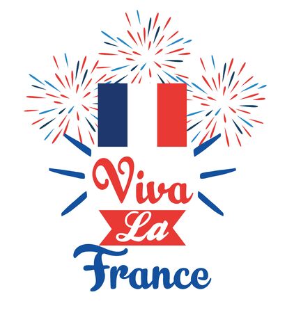 france flag with fireworks decoration to holiday of bastille celebration vector illustrationのイラスト素材