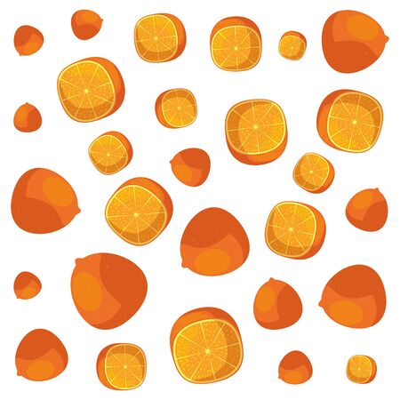 fresh tangerines citrus fruits pattern vector illustration designのイラスト素材