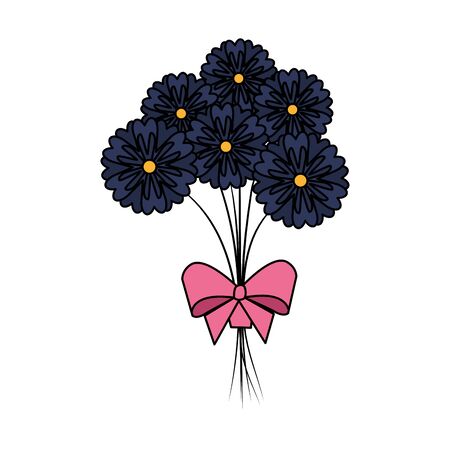 beutiful flowers bouquet with bowtie vector illustartion designのイラスト素材