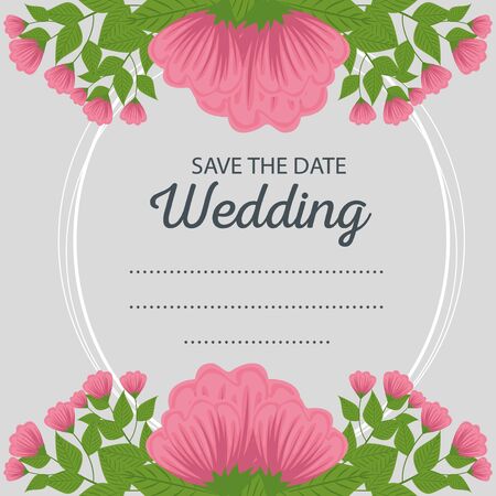 wedding card design with flowers and leaves to event vector illustrationのイラスト素材