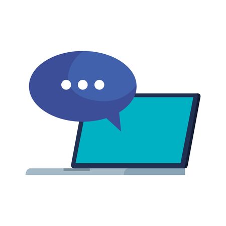 laptop computer with speech bubble isolated icon vector illustration designのイラスト素材