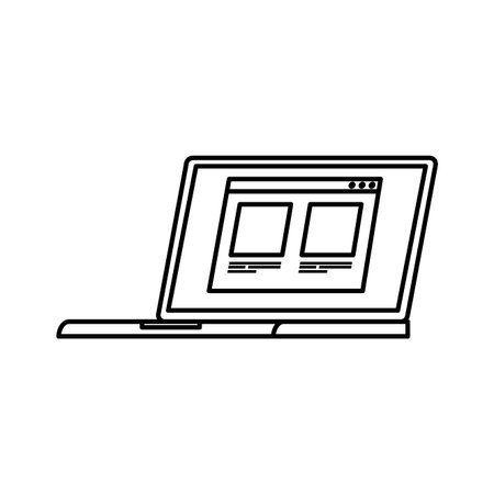 laptop computer with web page line style icon vector illustration designのイラスト素材