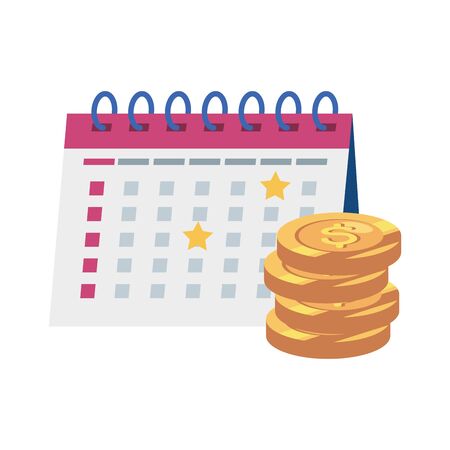 calendar reminder date with pile coins vector illustration designのイラスト素材