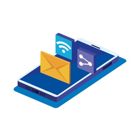 Smartphone design, Digital technology communication social media internet and web theme Vector illustrationのイラスト素材