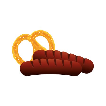 Oktoberfest sausage and pretzel design, Germany festival celebration europe landmark munich culture and party theme Vector illustrationのイラスト素材
