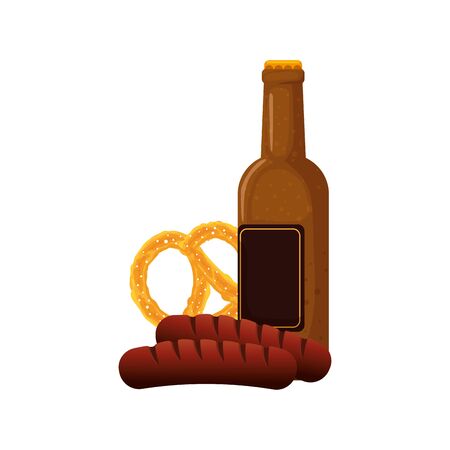 Oktoberfest beer and sausage design, Germany festival celebration europe landmark munich culture and party theme Vector illustrationのイラスト素材