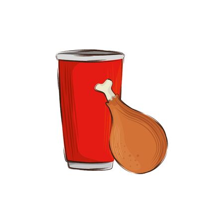 chicken delicious food with drink isolated icon vector illustration designのイラスト素材