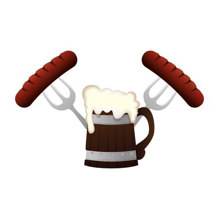 Oktoberfest beer and sausage design, Germany festival celebration europe landmark munich culture and party theme Vector illustrationのイラスト素材