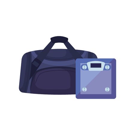 handbag gym with scale measure weight isolated icon vector illustration designのイラスト素材