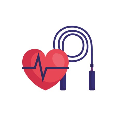 rope jump equipment with heart rate pulse vector illustration designのイラスト素材
